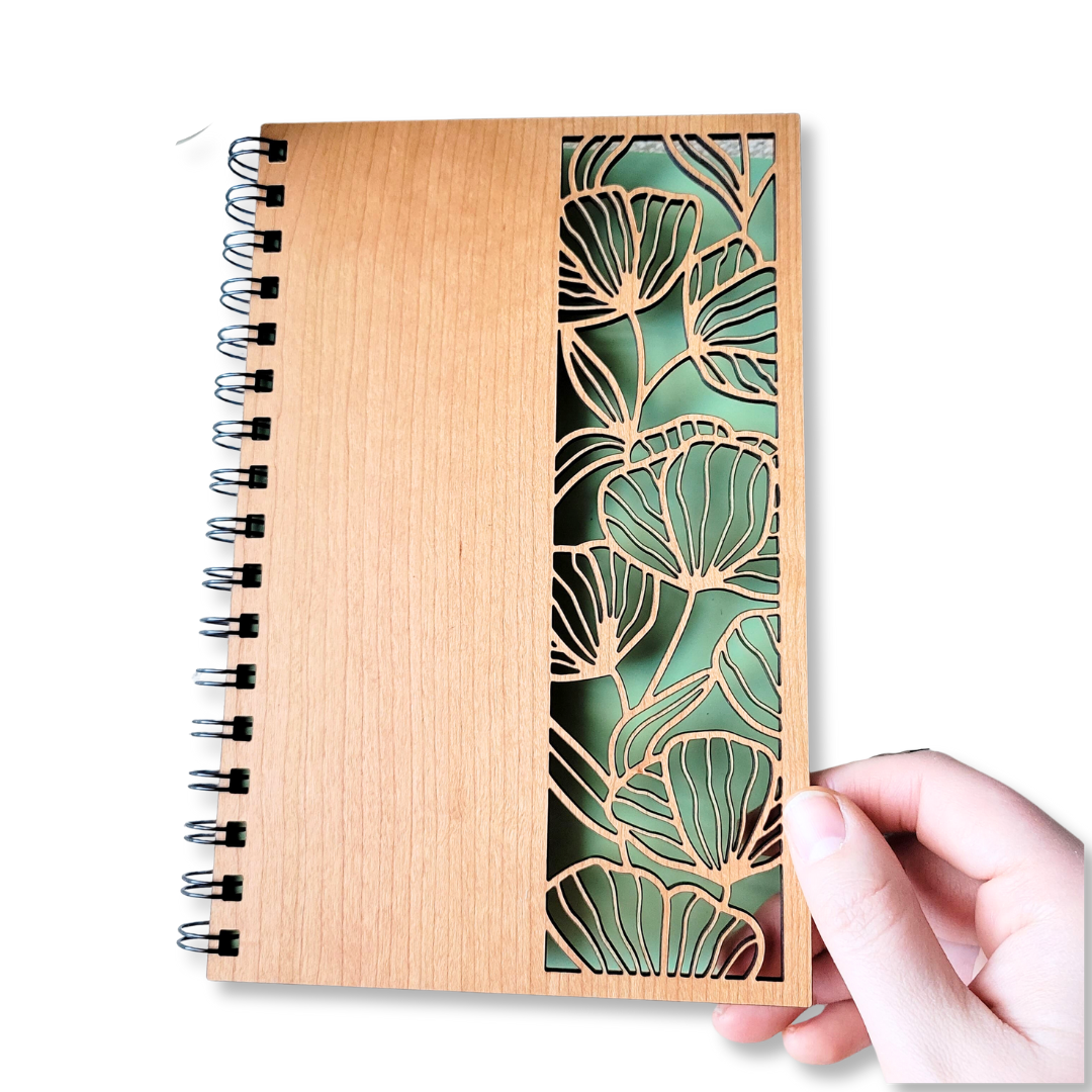 Journal - Floral cutout wood journal - stationery, journals, notebook
