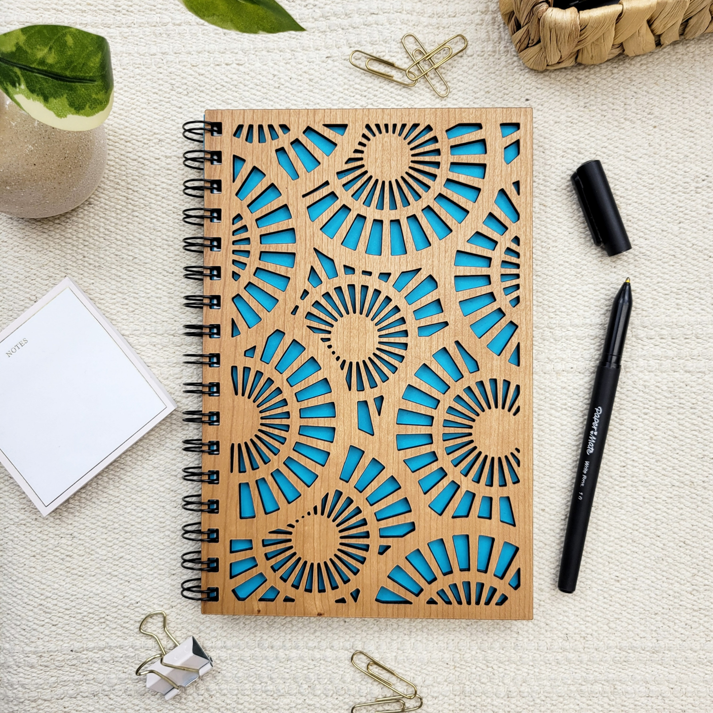 Zen spirals wood journal - stationery, journals, notebook
