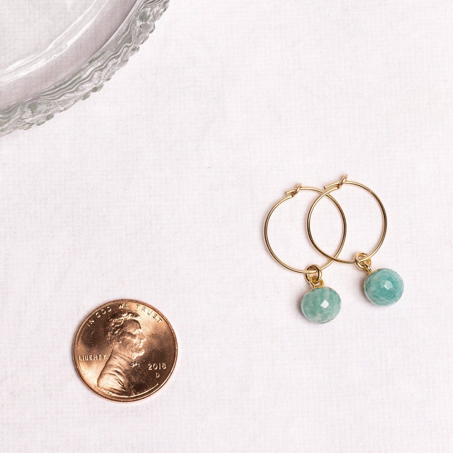 Soul & Little Rose - Amazonite Sphere Gemstone Gold Earrings