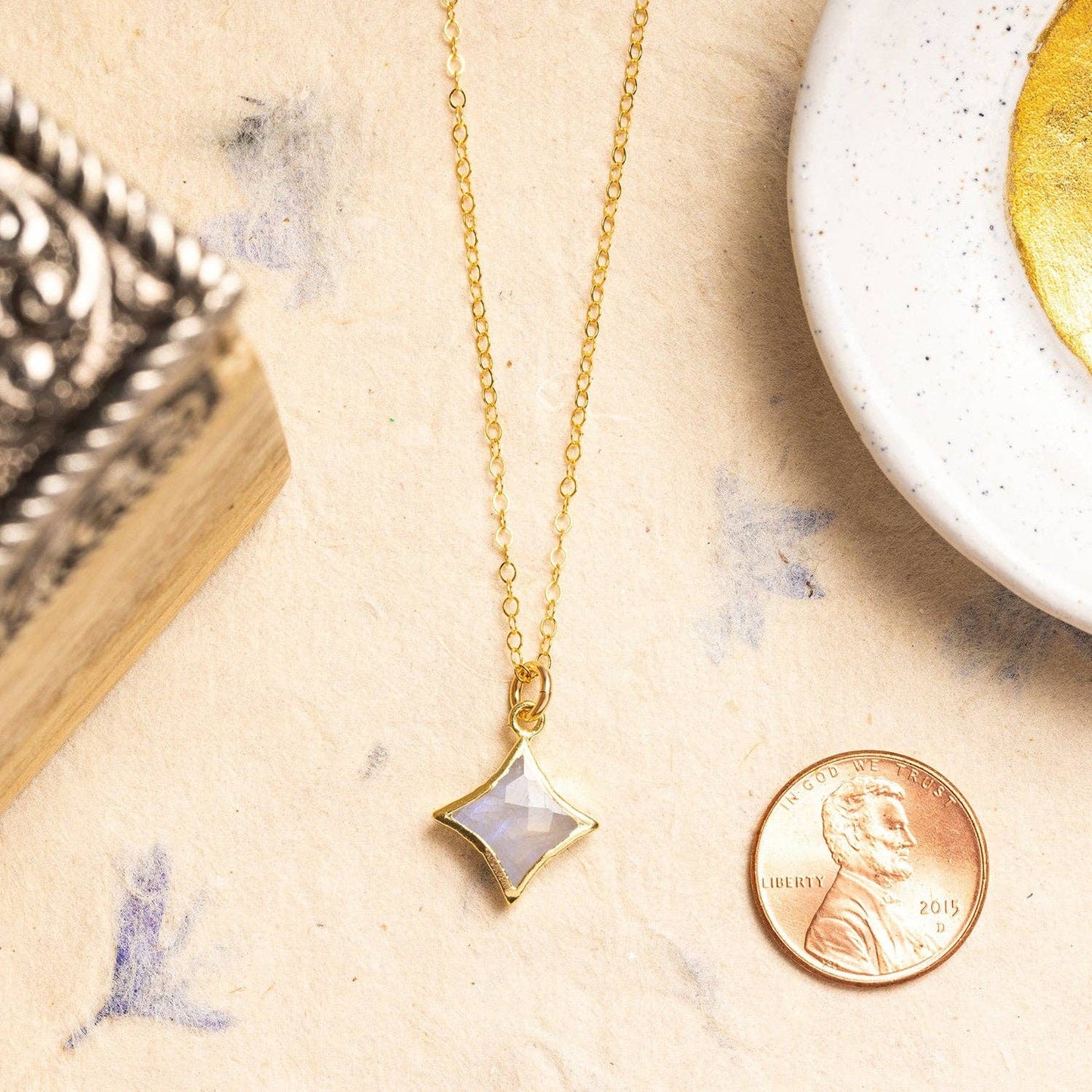 Moonstone Star Gold Necklace 14k gold filled delicate chain