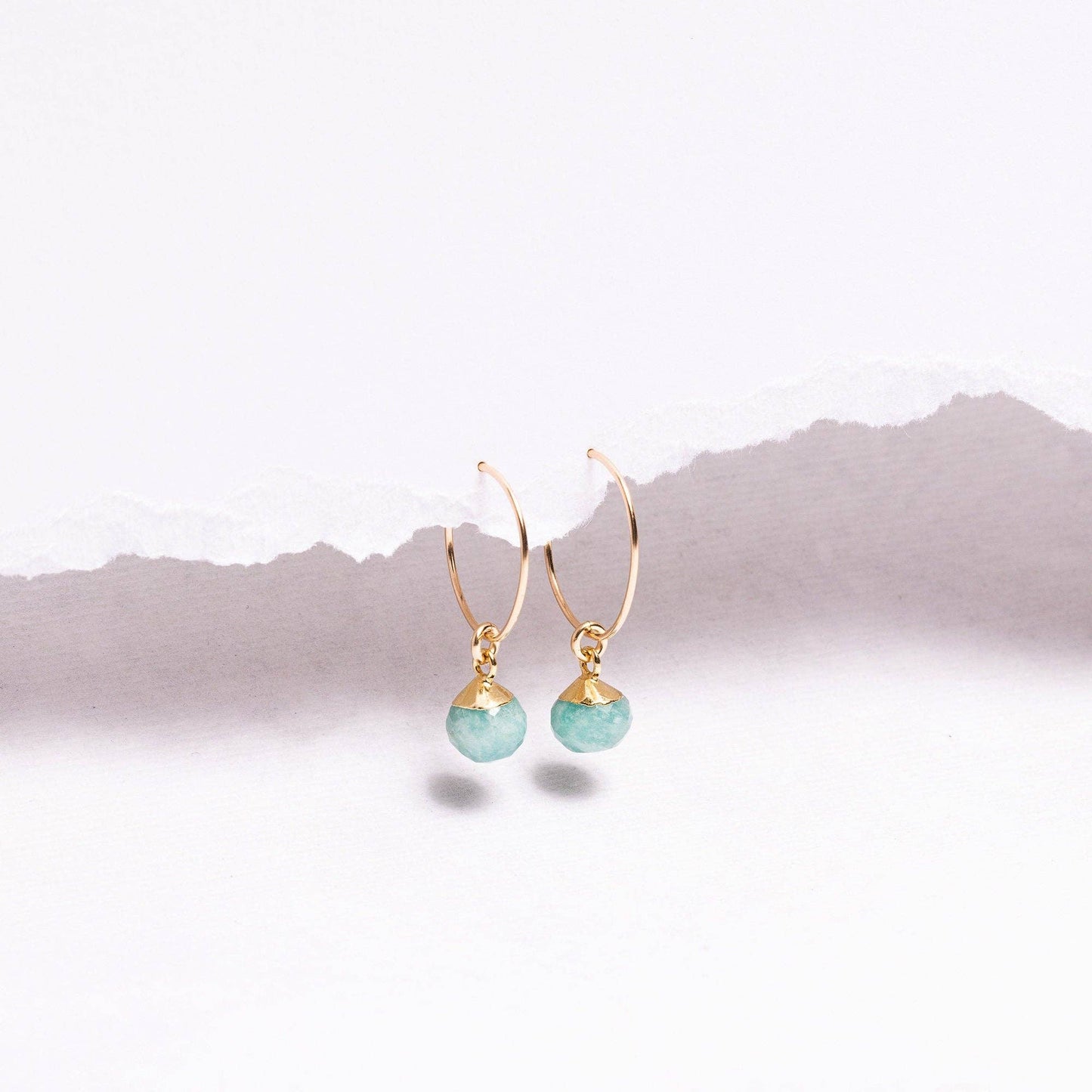 Soul & Little Rose - Amazonite Sphere Gemstone Gold Earrings
