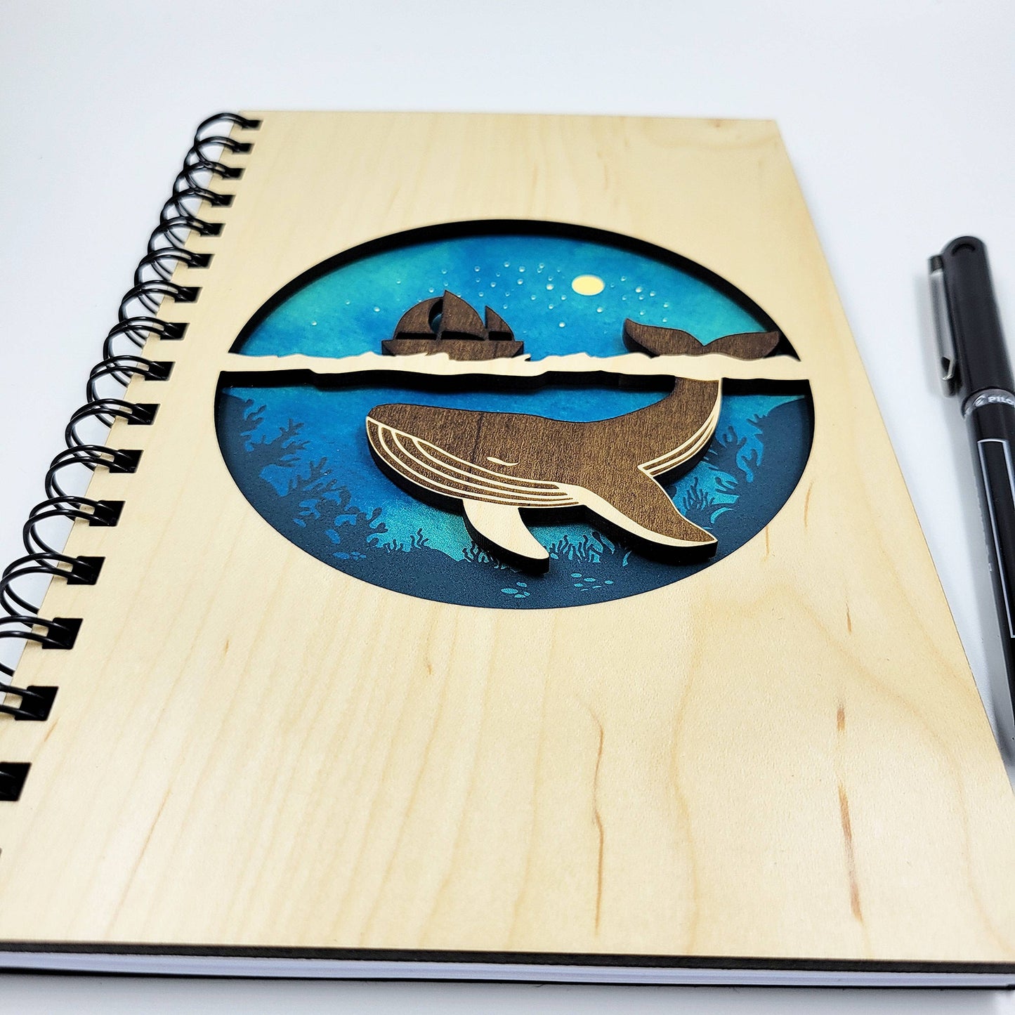Sea voyage wood journal - stationery, journals, notebook