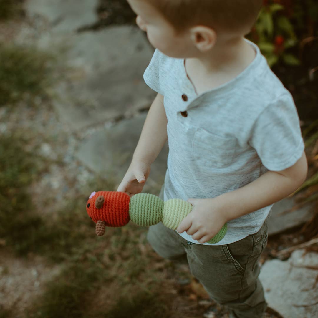 Garden Toy Bug - Red Caterpillar Rattle