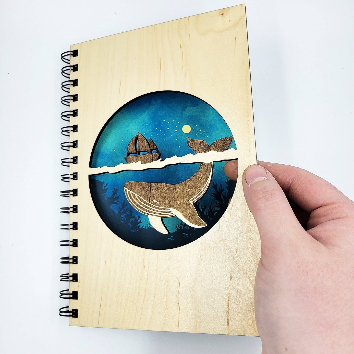 Sea voyage wood journal - stationery, journals, notebook