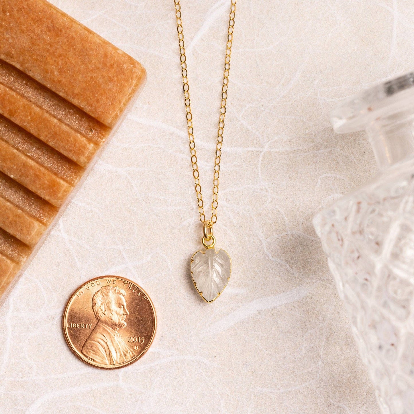 Moonstone Leaf Shape Gemstone Necklace and Earrings Set