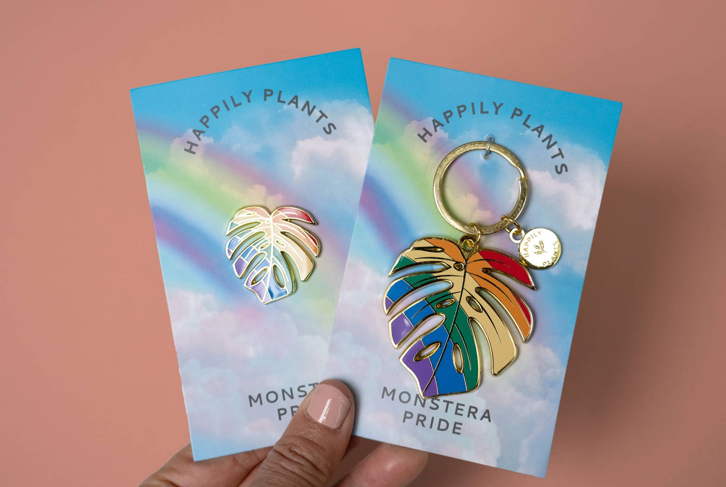 Monstera Pride Rainbow' Plant Keychain, Pride Gifts