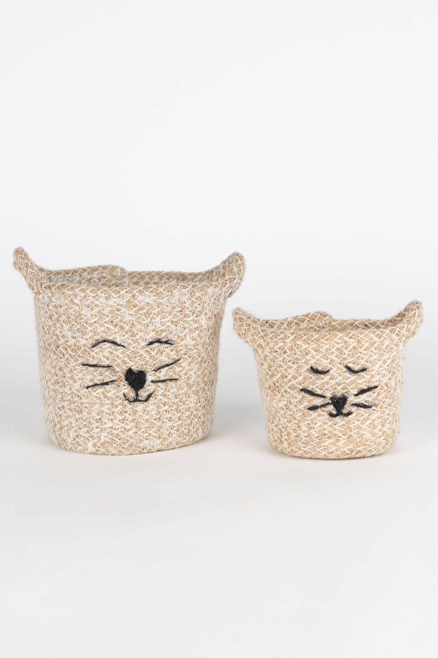 Cat Face Jute Basket - Small