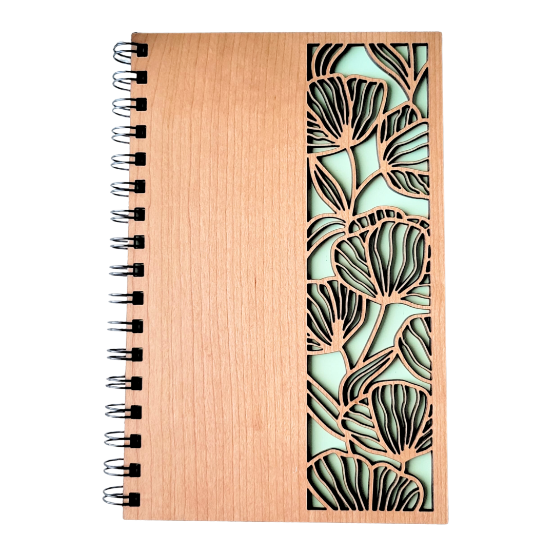 Journal - Floral cutout wood journal - stationery, journals, notebook