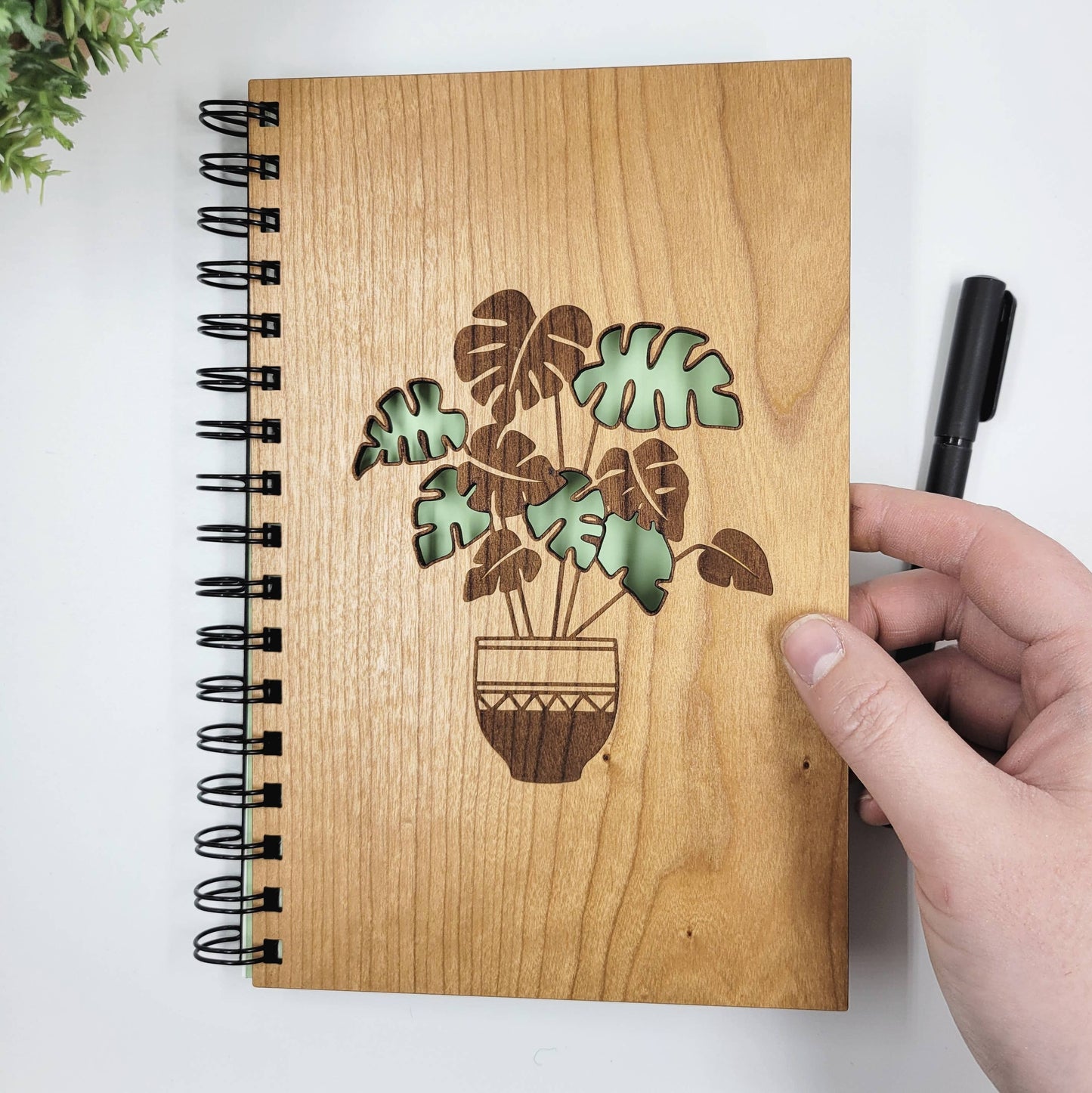Journal - Monstera plant wood journal