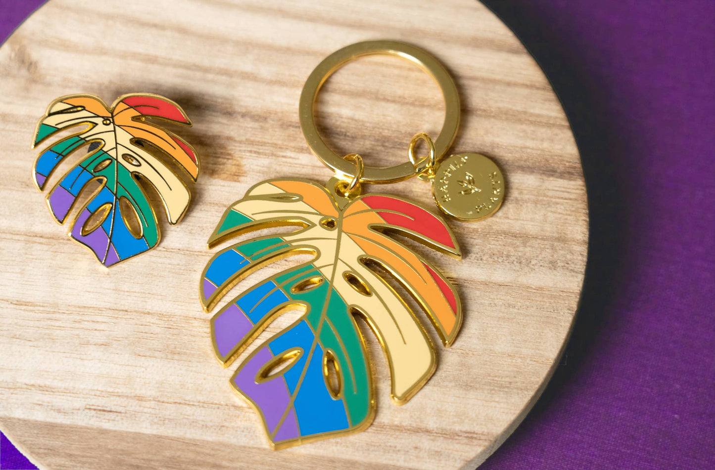 Monstera Pride Rainbow' Plant Keychain, Pride Gifts