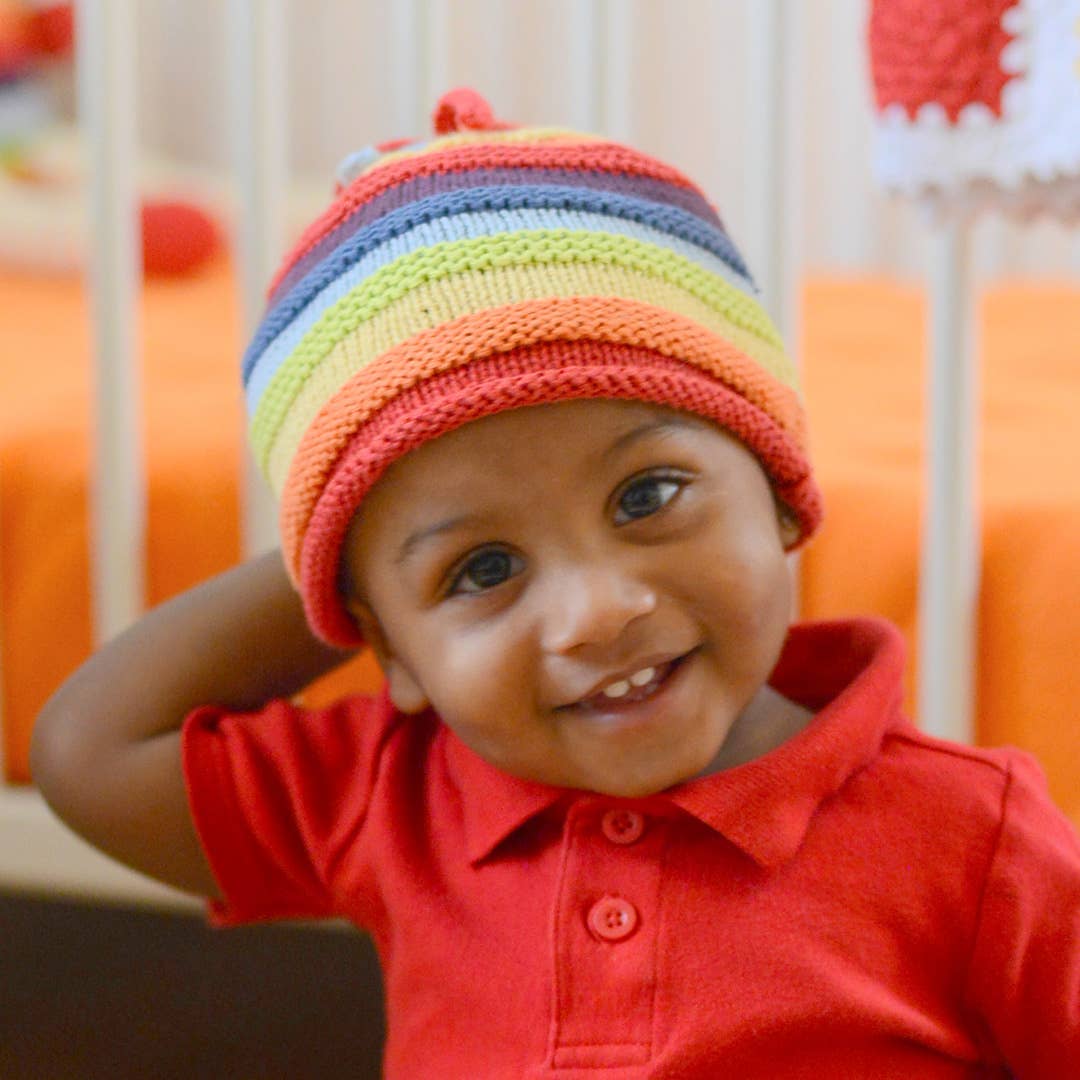 Baby Beanie - Knit Rainbow Hat
