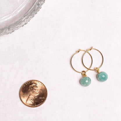 Soul & Little Rose - Amazonite Sphere Gemstone Gold Earrings