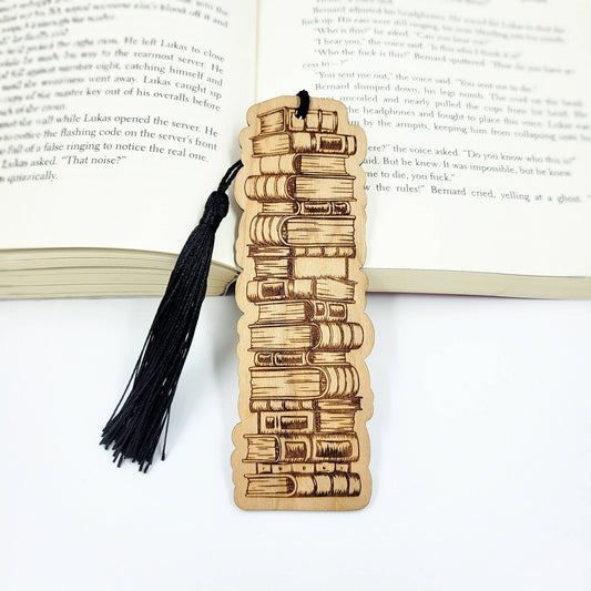 Bookmark  - Book stack wood bookmark - Stationery and Gifts