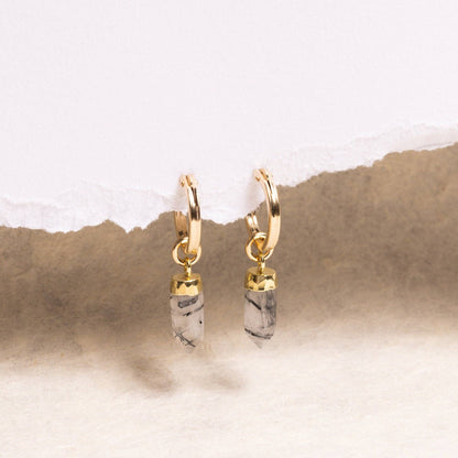 Soul & Little Rose - Rutilated Quartz Point Spike Gold Earrings