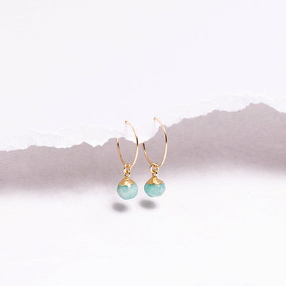 Soul & Little Rose - Amazonite Sphere Gemstone Gold Earrings