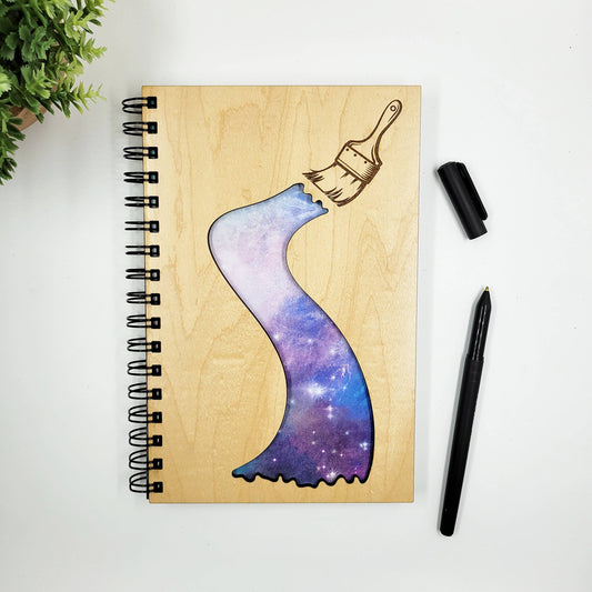 Journal - Paint the sky wood journal - stationery, journals, notebook