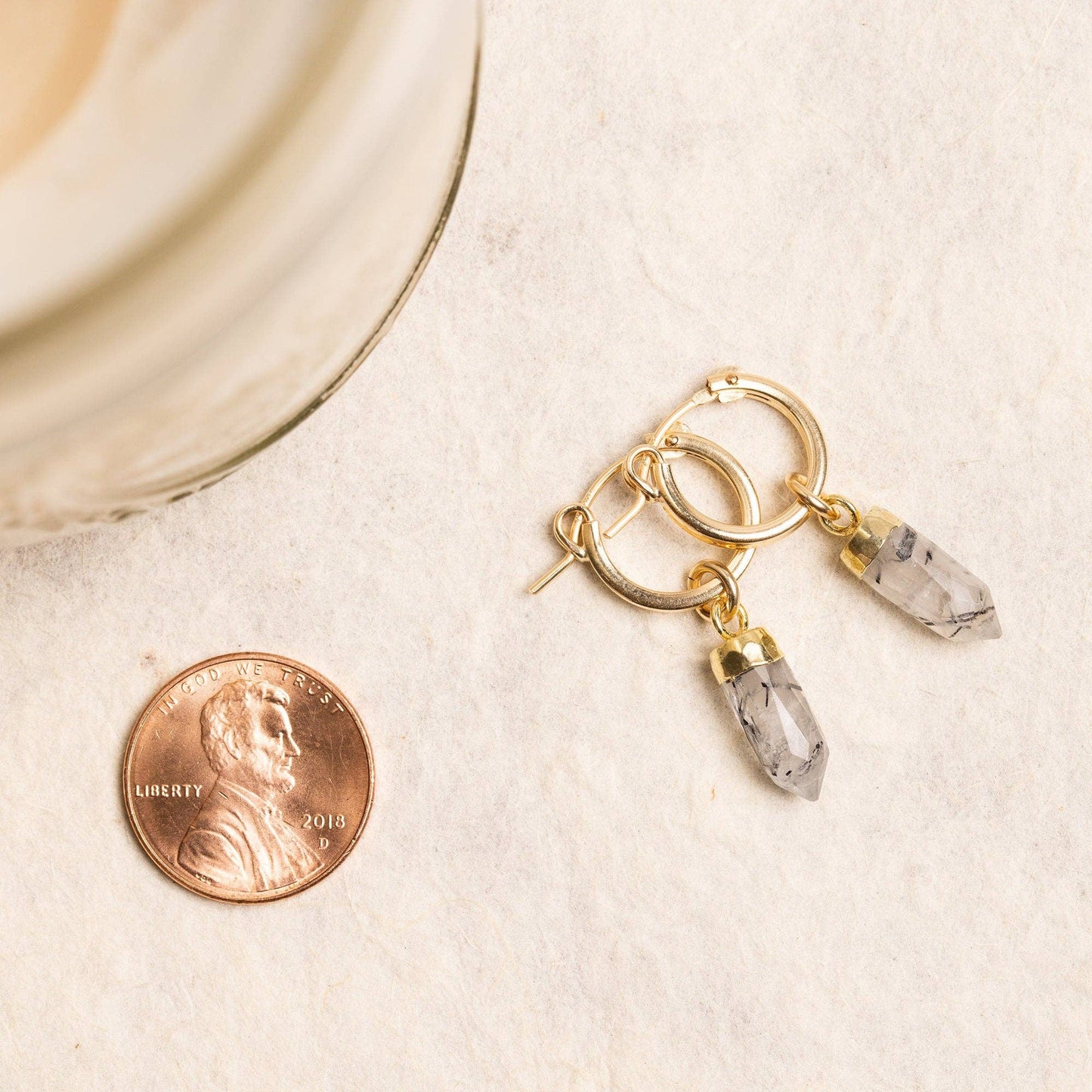Soul & Little Rose - Rutilated Quartz Point Spike Gold Earrings