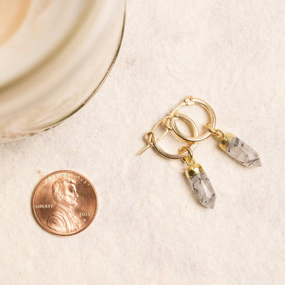Soul & Little Rose - Rutilated Quartz Point Spike Gold Earrings