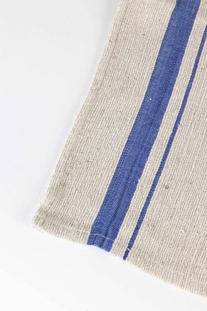 Blue Tan Wide Stripe Tea Towel Set - Set of Three