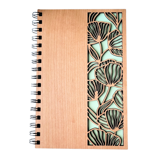 Journal - Floral cutout wood journal - stationery, journals, notebook